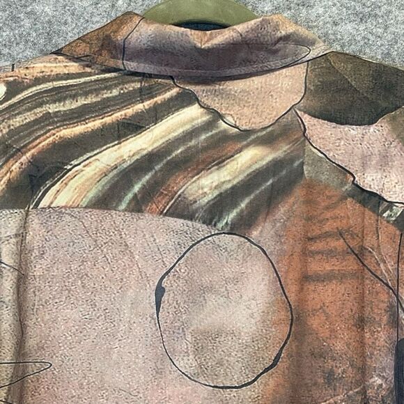 NWT PrettyLittleThing Top Women's 4 Beige Abstract Button Down Oversized Shirt - Picture 12 of 16